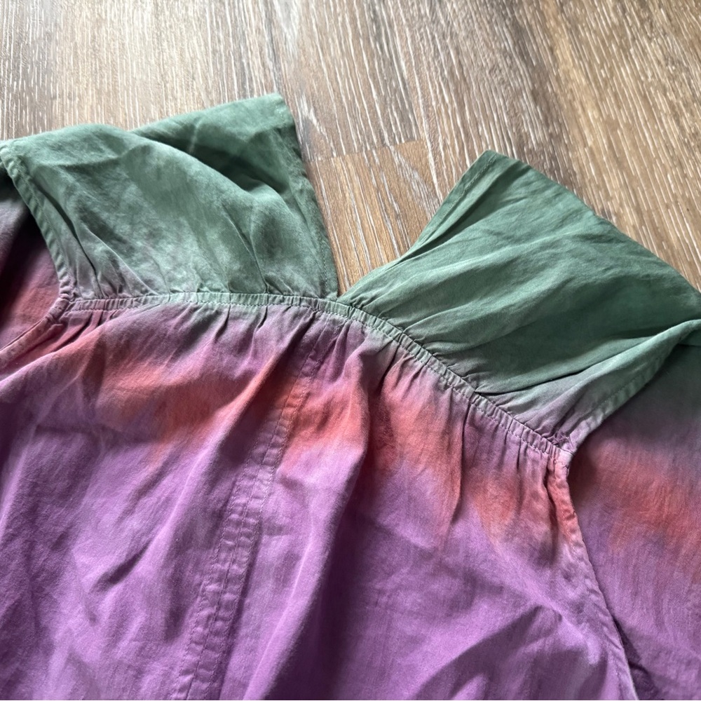 Raquel Allegra Daydream Top Size S Sleeveless Fantasy Tiger Tie Dye Green Purple - Picture 12 of 16